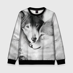 Свитшот детский Love: Волк и волчица, цвет: 3D-черный