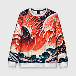 Свитшот детский Великая красная волна, цвет: 3D-белый