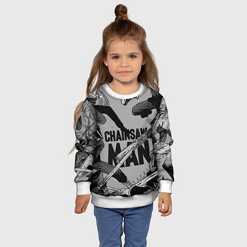 Детский свитшот Chainsaw man comix / 3D-Белый – фото 4