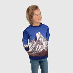 Свитшот детский Мачапучаре, священная гора - дом бога Шивы, закрыт, цвет: 3D-синий — фото 2