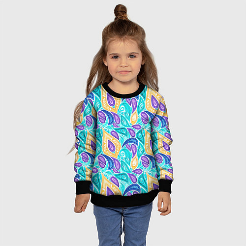 Детский свитшот Узоры капельки / 3D-Черный – фото 4