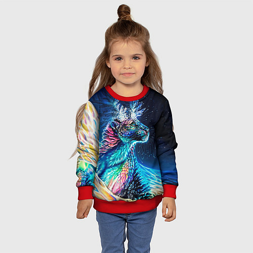 Детский свитшот Неоновый сказочный леопард / 3D-Красный – фото 4