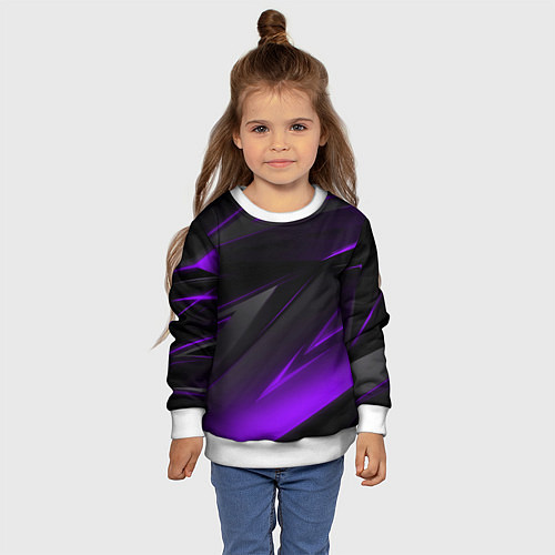 Детский свитшот Черно-фиолетовая геометрическая абстракция / 3D-Белый – фото 4