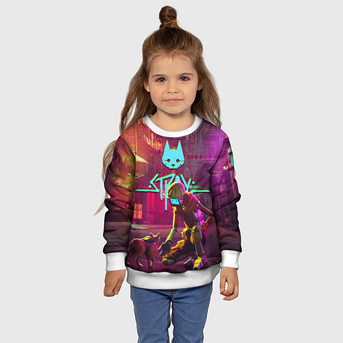 Детский свитшот Stray - cat & robot / 3D-Белый – фото 4
