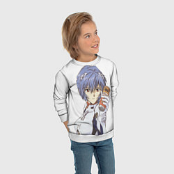 Свитшот детский Евангелион Аянами Рей с газировкой, цвет: 3D-белый — фото 2