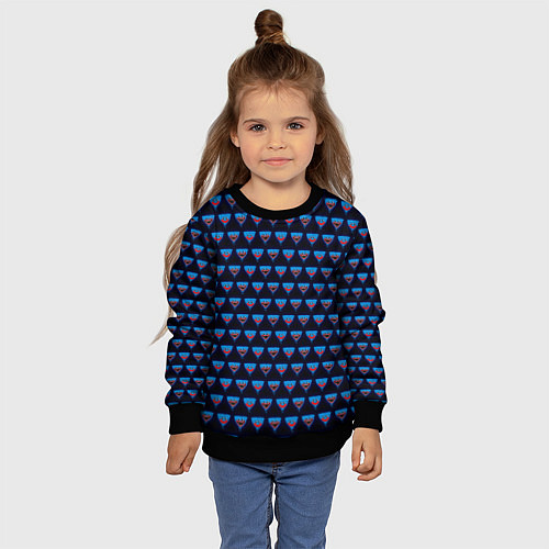 Детский свитшот Poppy Playtime - Huggy Wuggy Pattern - без логотип / 3D-Черный – фото 4