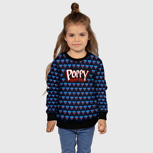 Детский свитшот Poppy Playtime - Huggy Wuggy Pattern / 3D-Черный – фото 4