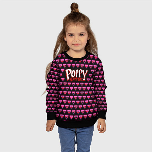 Детский свитшот Poppy Playtime - Kissy Missy Pattern - Huggy Wuggy / 3D-Черный – фото 4