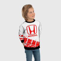 Свитшот детский Honda - красный след шины, цвет: 3D-черный — фото 2