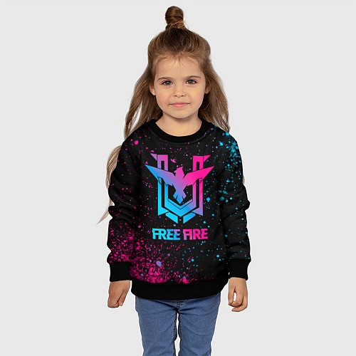 Детский свитшот Free Fire - neon gradient / 3D-Черный – фото 4