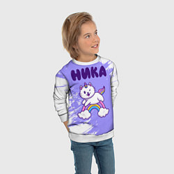 Свитшот детский Ника кошка единорожка, цвет: 3D-белый — фото 2