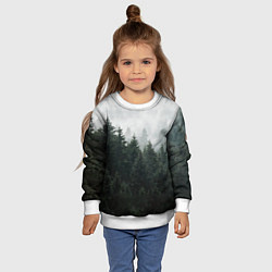 Свитшот детский Туманный хвойный лес, цвет: 3D-белый — фото 2