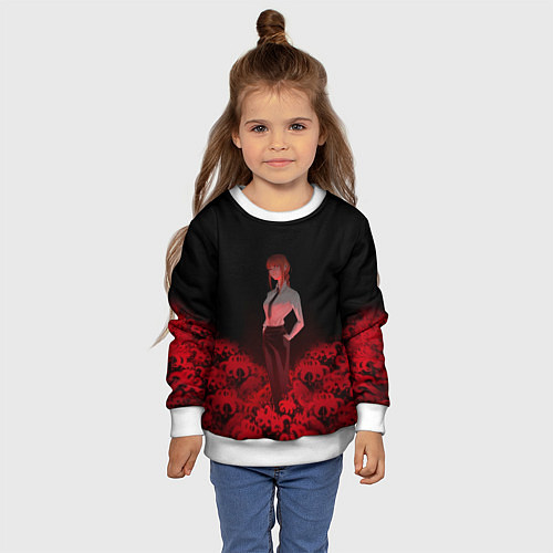 Детский свитшот Человек-бензопила: Макима Демон контроля / 3D-Белый – фото 4