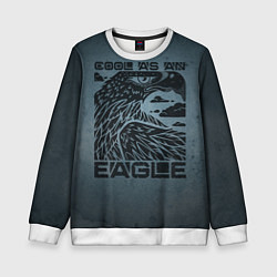 Свитшот детский Cool as an eagle Крут как орел, цвет: 3D-белый