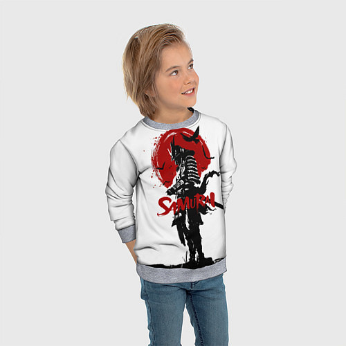 Детский свитшот Самурай и Красное Солнце / 3D-Меланж – фото 3