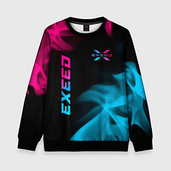 Детский свитшот Exeed - neon gradient: символ и надпись вертикальн