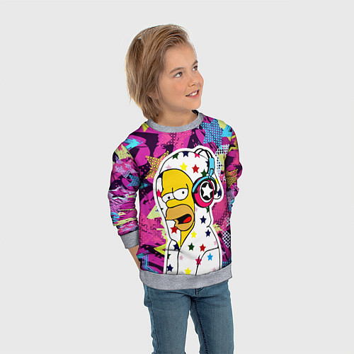 Детский свитшот Гомер Симпсон в звёздном балахоне! / 3D-Меланж – фото 3