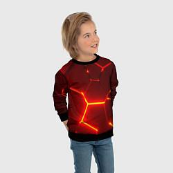 Свитшот детский Красные неоновые геометрические плиты, цвет: 3D-черный — фото 2