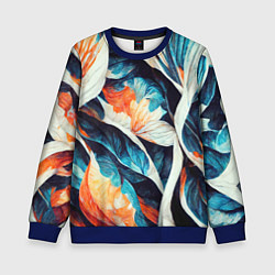 Свитшот детский Красочная листья - абстракция, цвет: 3D-синий