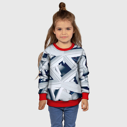 Детский свитшот Абстрактное множество металлический пластин / 3D-Красный – фото 4