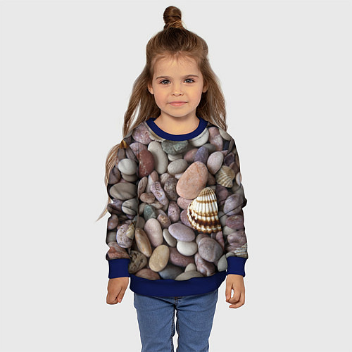 Детский свитшот Морские камни и ракушки / 3D-Синий – фото 4