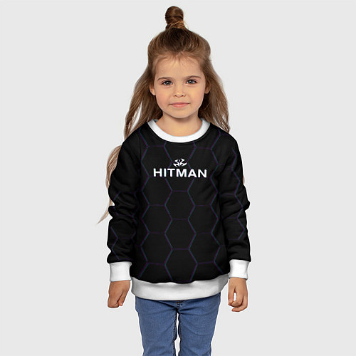 Детский свитшот Hitman соты неон / 3D-Белый – фото 4