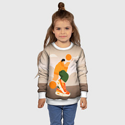 Свитшот детский Векторная иллюстрация Стритбол, цвет: 3D-белый — фото 2