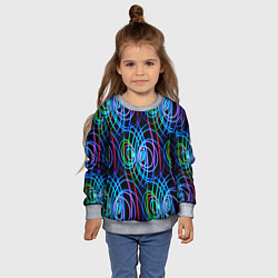 Свитшот детский Неоновые завитки, цвет: 3D-меланж — фото 2