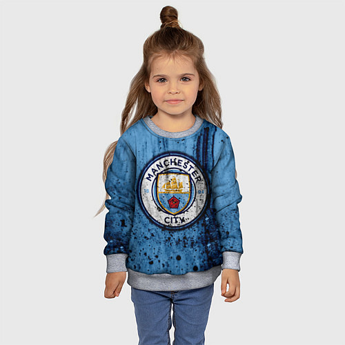 Детский свитшот Манчестер Сити Лого / 3D-Меланж – фото 4