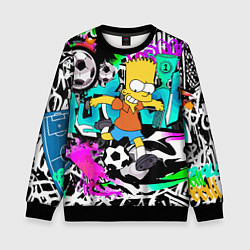 Свитшот детский Барт Симпсон - центр-форвард на фоне граффити, цвет: 3D-черный