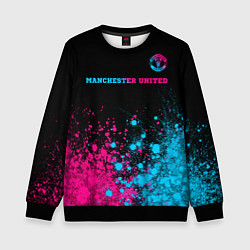 Детский свитшот Manchester United - neon gradient: символ сверху
