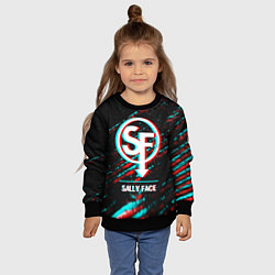 Свитшот детский Sally Face в стиле glitch и баги графики на темном, цвет: 3D-черный — фото 2