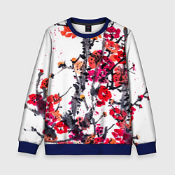 Свитшот детский Живописная ветка сакуры, цвет: 3D-синий