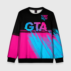 Детский свитшот GTA - neon gradient: символ сверху