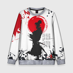 Свитшот детский Самурай на фоне солнца, цвет: 3D-меланж