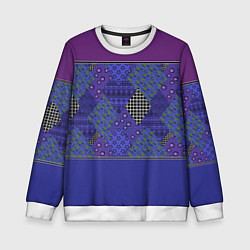 Детский свитшот Combined burgundy-blue pattern with patchwork