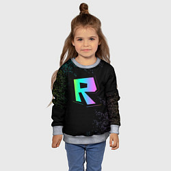 Свитшот детский Roblox logo neon, цвет: 3D-меланж — фото 2