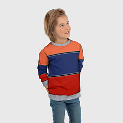 Свитшот детский Combined pattern striped orange red blue, цвет: 3D-меланж — фото 2
