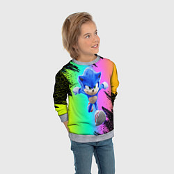 Свитшот детский Sonic neon, цвет: 3D-меланж — фото 2