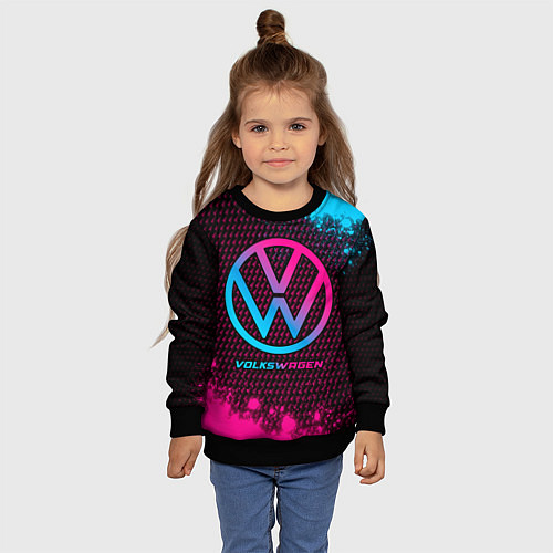 Детский свитшот Volkswagen - neon gradient / 3D-Черный – фото 4