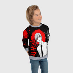 Свитшот детский Человек-бензопила - манга - Макима, цвет: 3D-меланж — фото 2