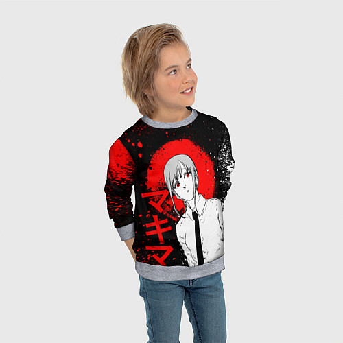 Детский свитшот Человек-бензопила - манга - Макима / 3D-Меланж – фото 3