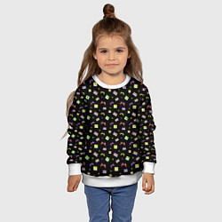 Свитшот детский 90s pattern on black, цвет: 3D-белый — фото 2