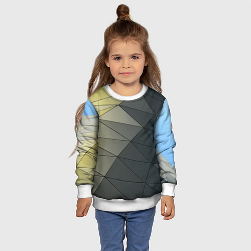 Детский свитшот Абстрактная сетка из множества фигур / 3D-Белый – фото 4