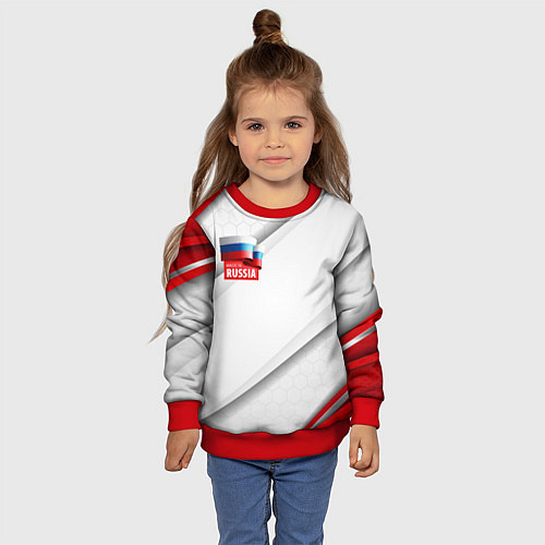 Детский свитшот Red & white флаг России / 3D-Красный – фото 4