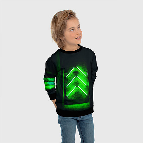 Детский свитшот Неоновые зелёные стрелки во тьме / 3D-Черный – фото 3