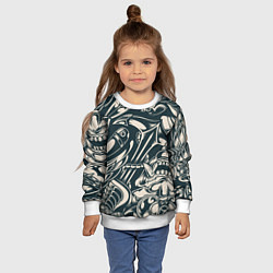 Свитшот детский Японская тату текстура, цвет: 3D-белый — фото 2