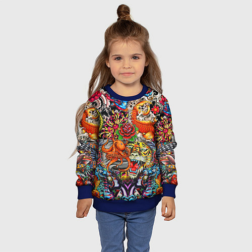 Детский свитшот Красочная иллюстрация / 3D-Синий – фото 4