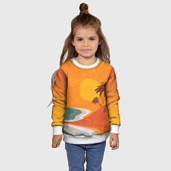 Свитшот детский Закат на побережье минимализм, цвет: 3D-белый — фото 2