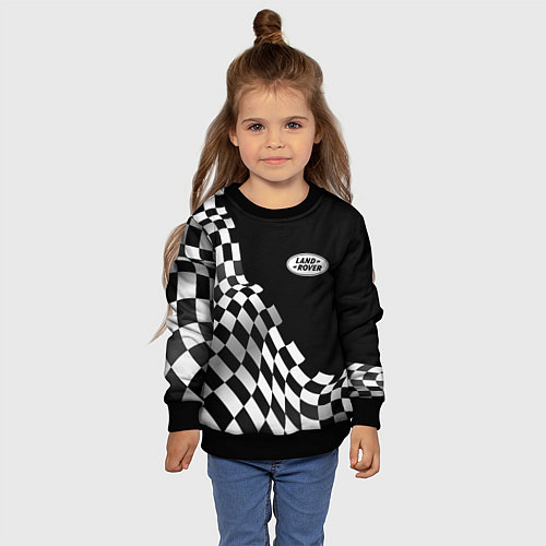 Детский свитшот Land Rover racing flag / 3D-Черный – фото 4